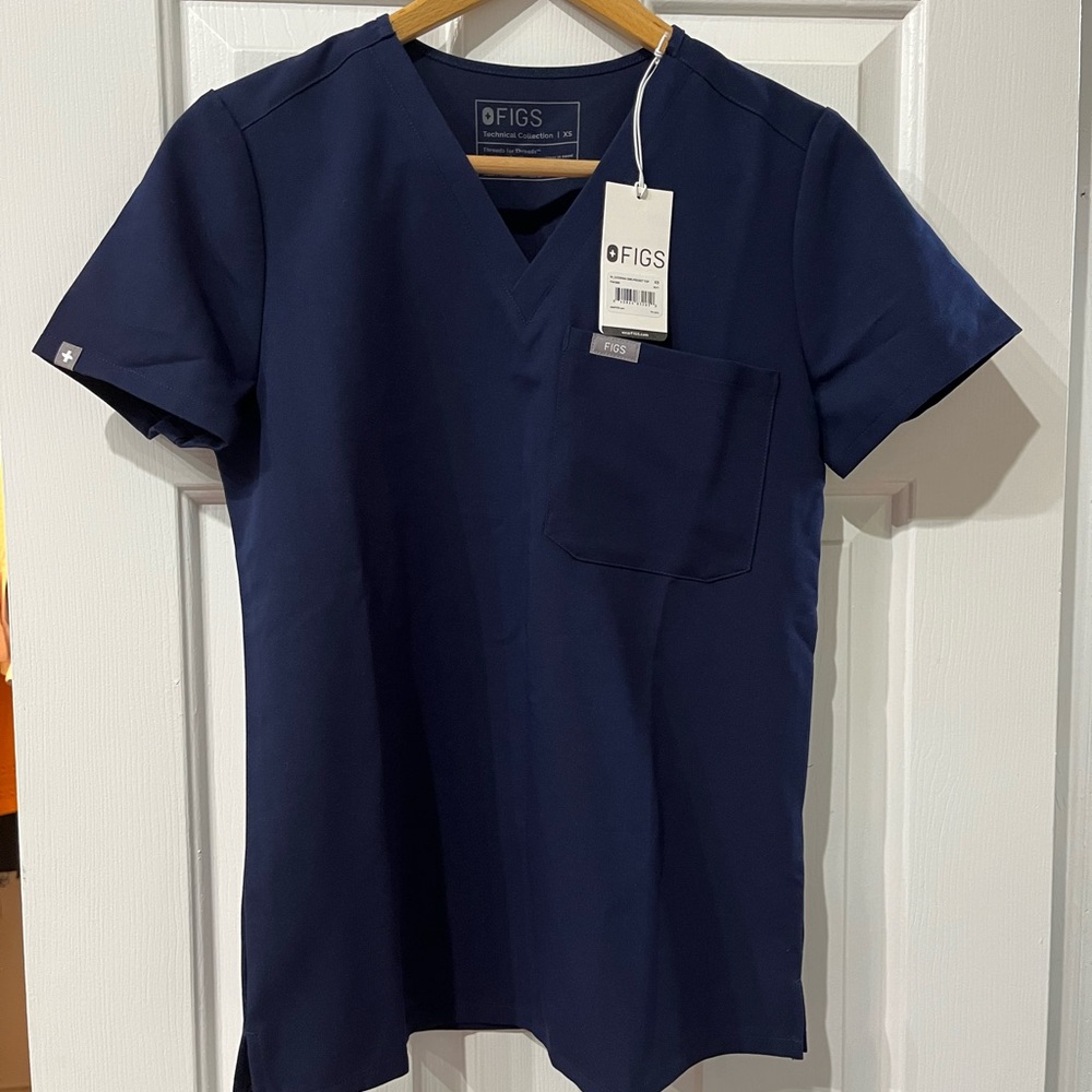Figs Navy Catarina Scrub Top XS